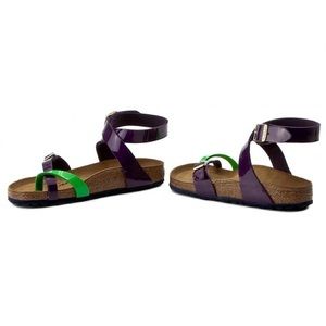 NWOT Tropical green and lilac Yara Birkenstocks
